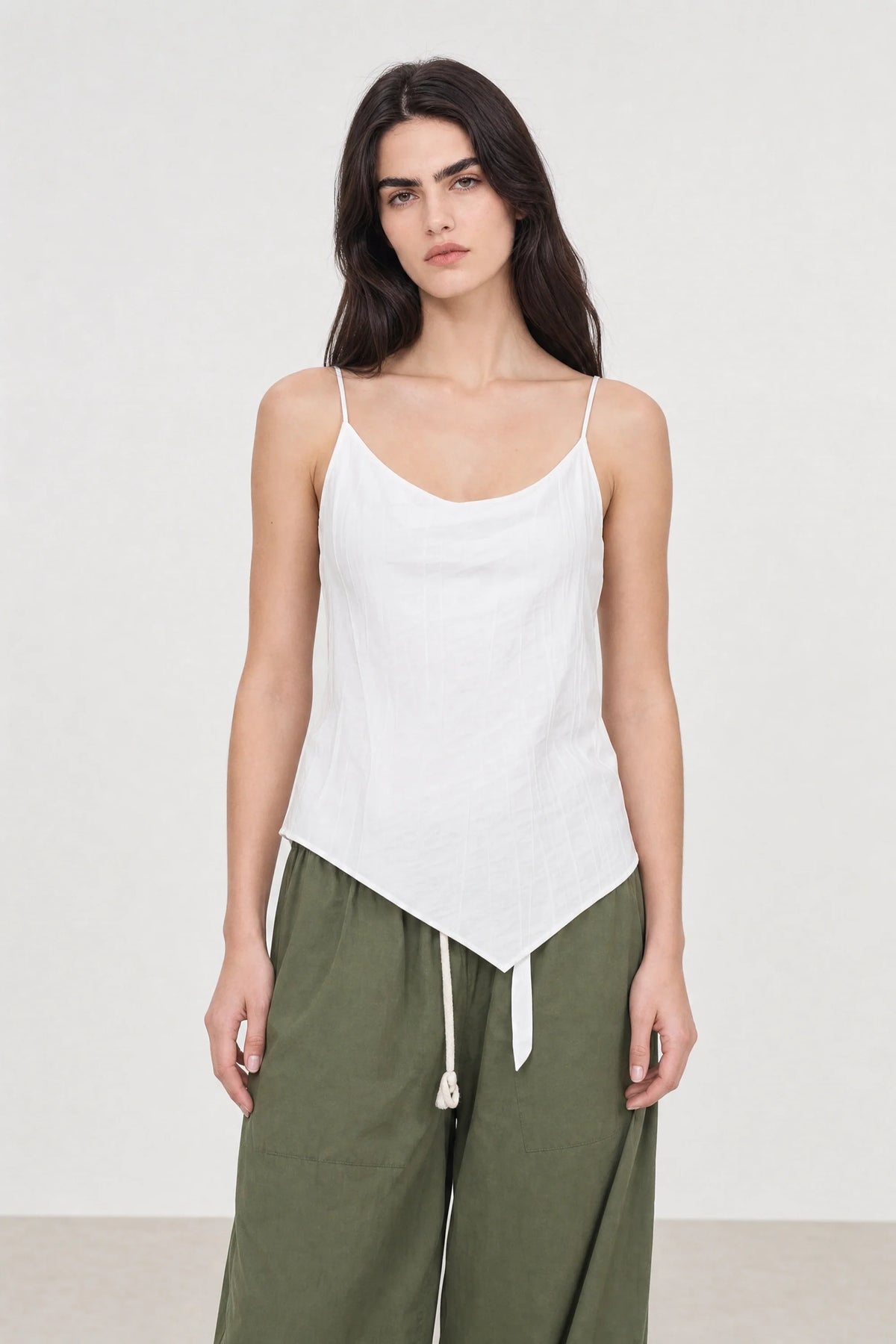 White tie back strappy tank