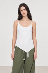 White tie back strappy tank