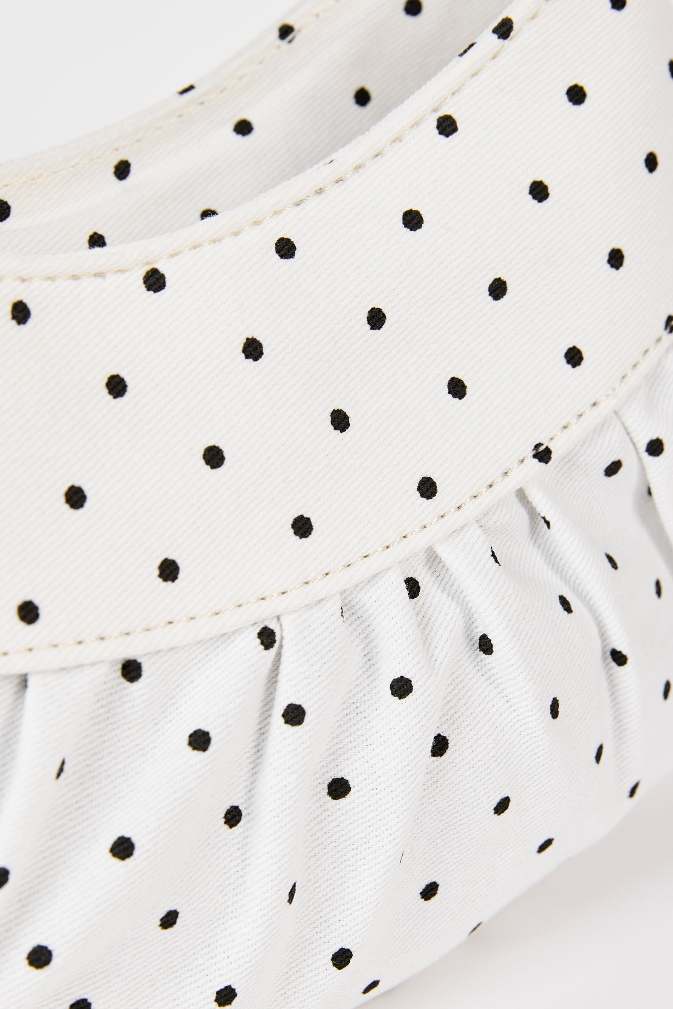 White tiny polka dot ruched curve shoulder bag