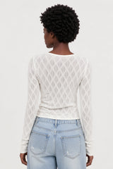 White diamond pattern button up top