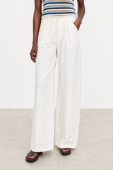 White nylon blend smart balloon leg trousers