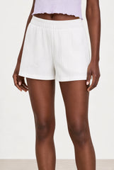 White on white textured stripe shorts