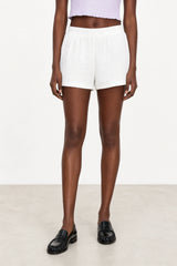 White on white textured stripe shorts