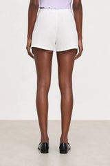 White on white textured stripe shorts