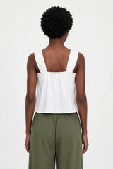 White silky cross strap tank