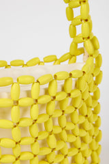 Yellow wooden beaded mini shoulder bag