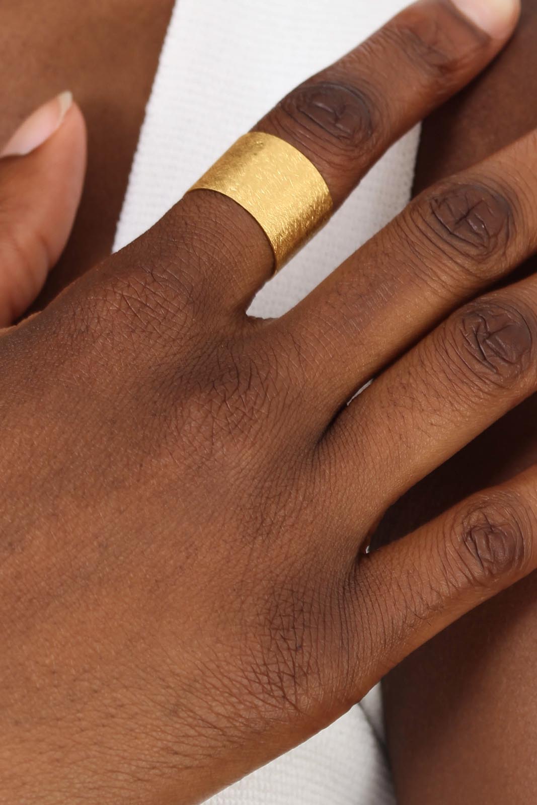 Brushed gold cuff ring