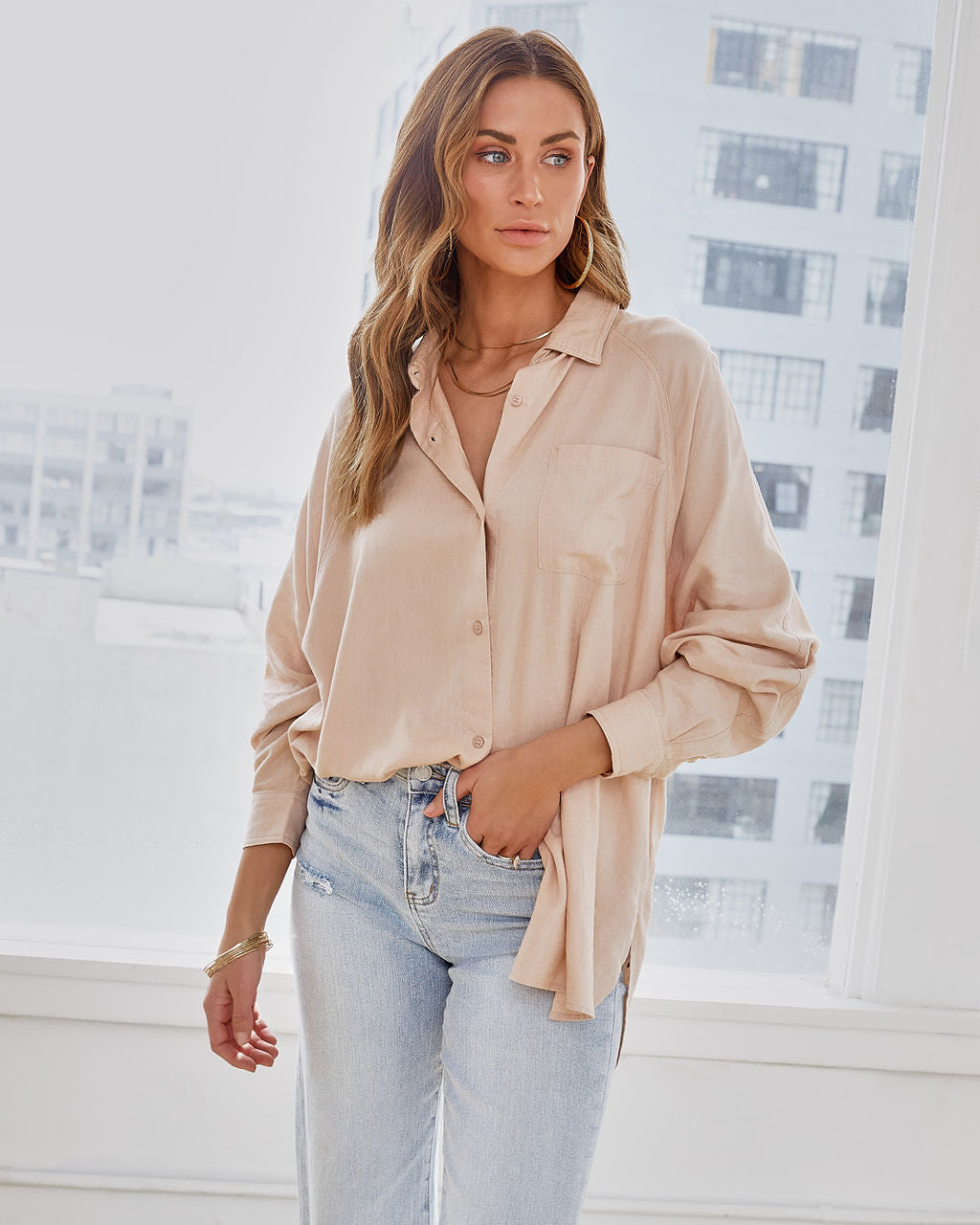 Duarte Linen Blend Button Down Top