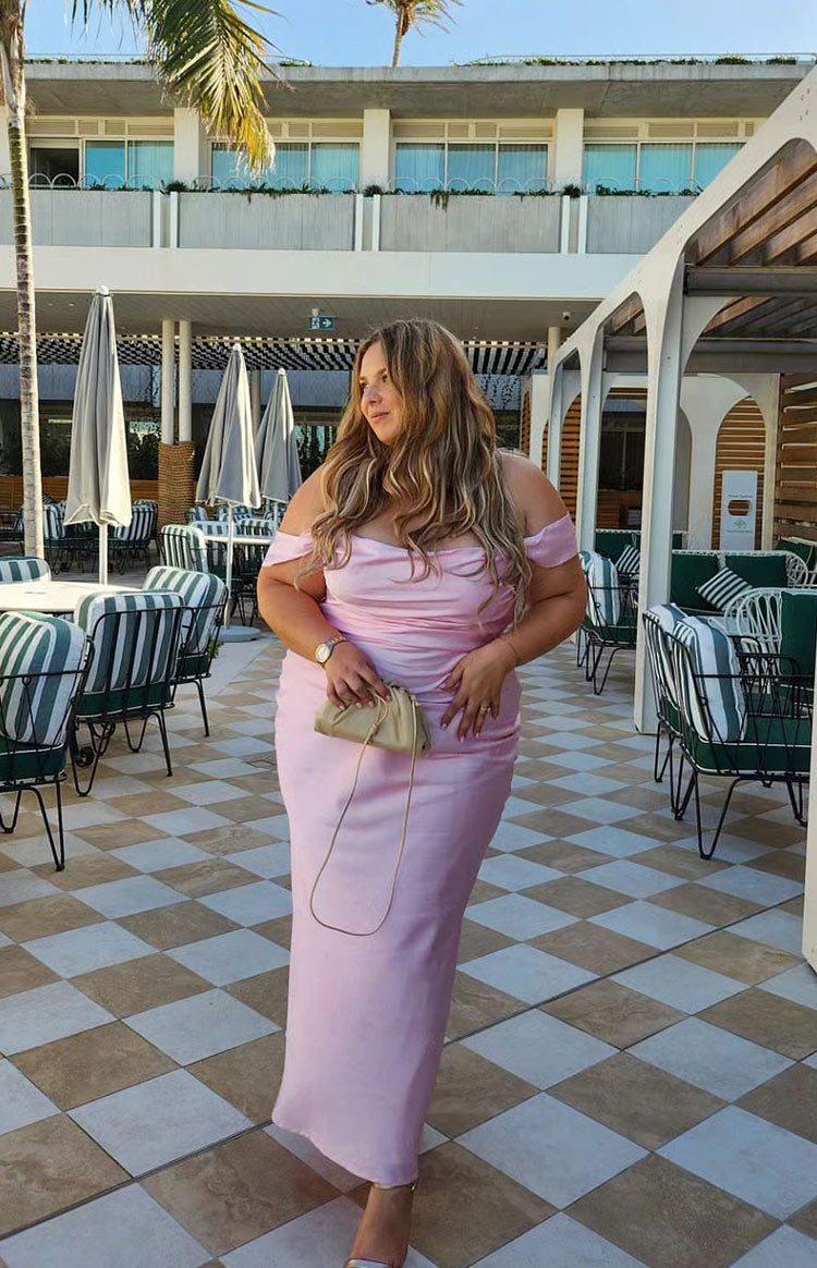 Ella Light Pink Off Shoulder Maxi Dress