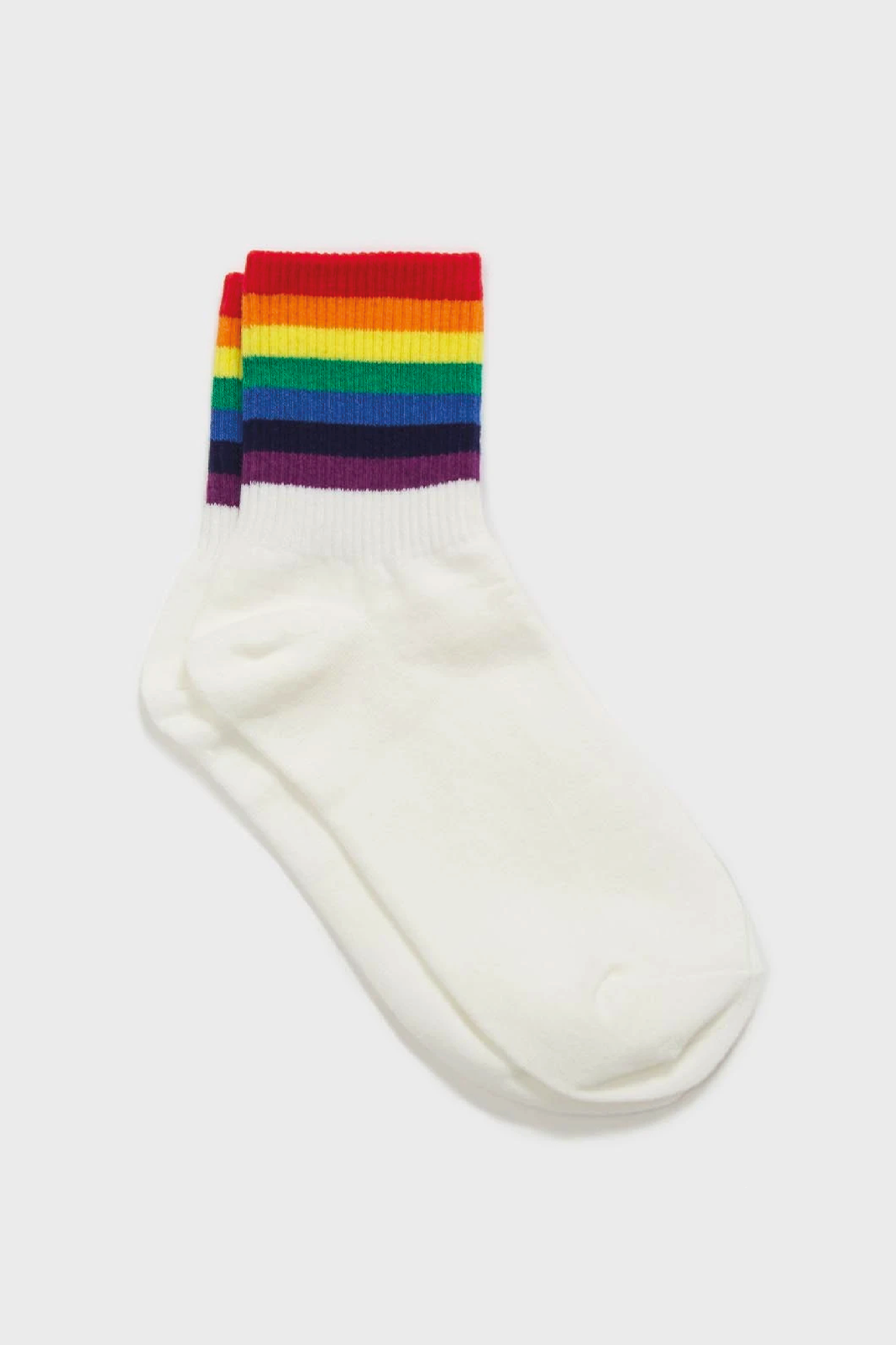 White rainbow ankle stripe socks