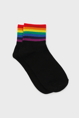 Black rainbow ankle stripe socks