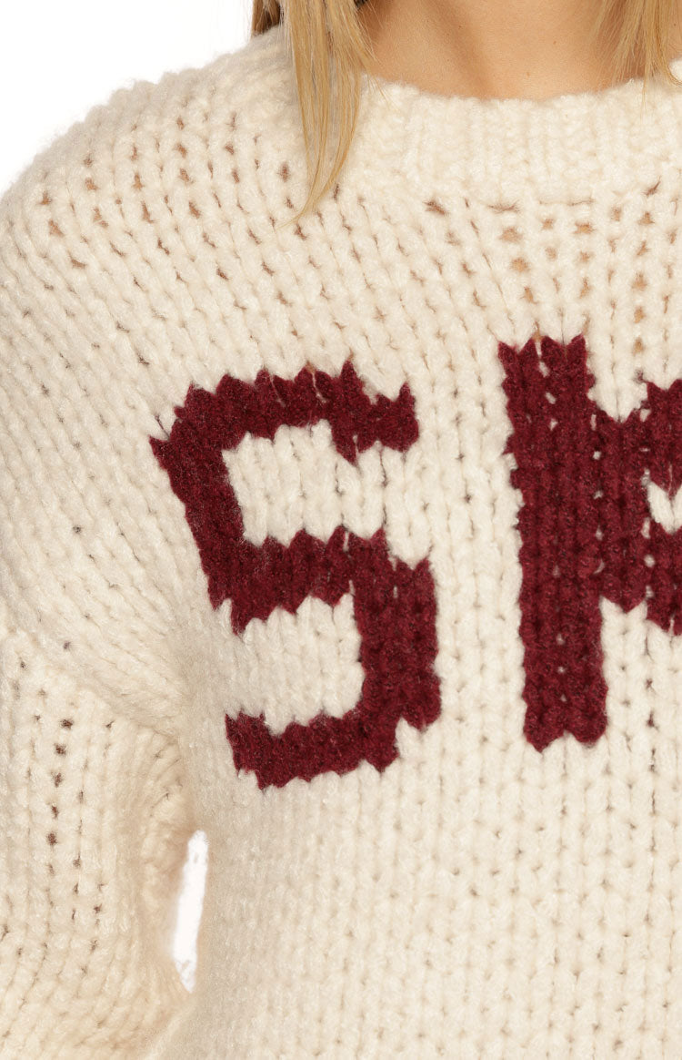 Jasmine Ski Cream Jacquard Chunky Knit Sweater
