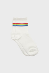 Ivory rainbow striped ankle socks