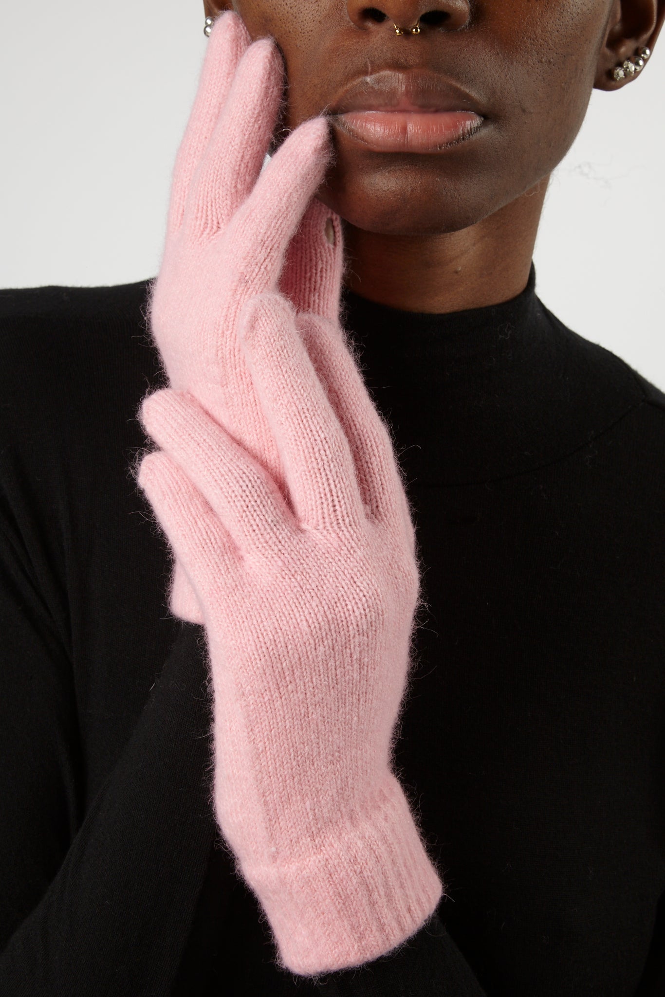 Light pink mohair gloves