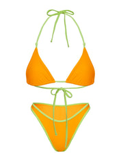 Sandbar Triangle Bikini Top Orange / Green