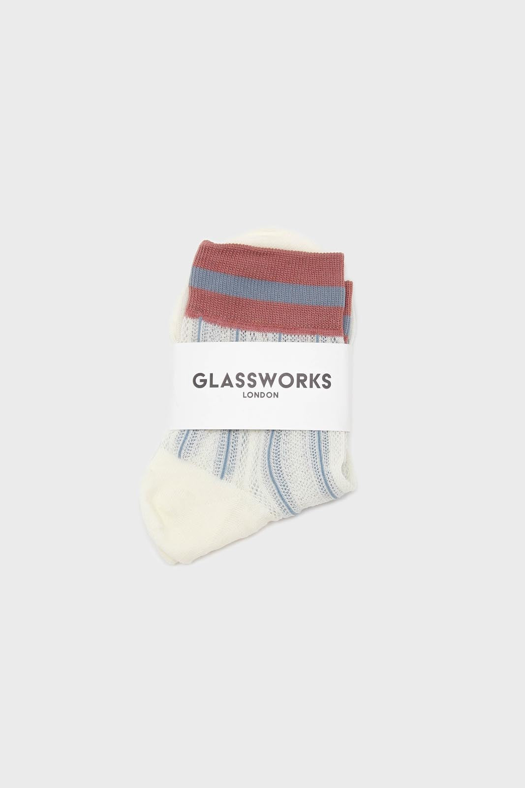 Ivory and pink stripe hem socks