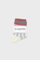 Ivory and pink stripe hem socks