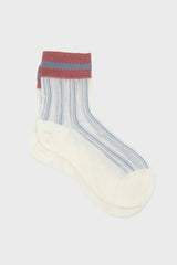 Ivory and pink stripe hem socks