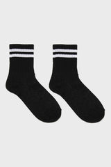 Black metallic white varsity stripe socks