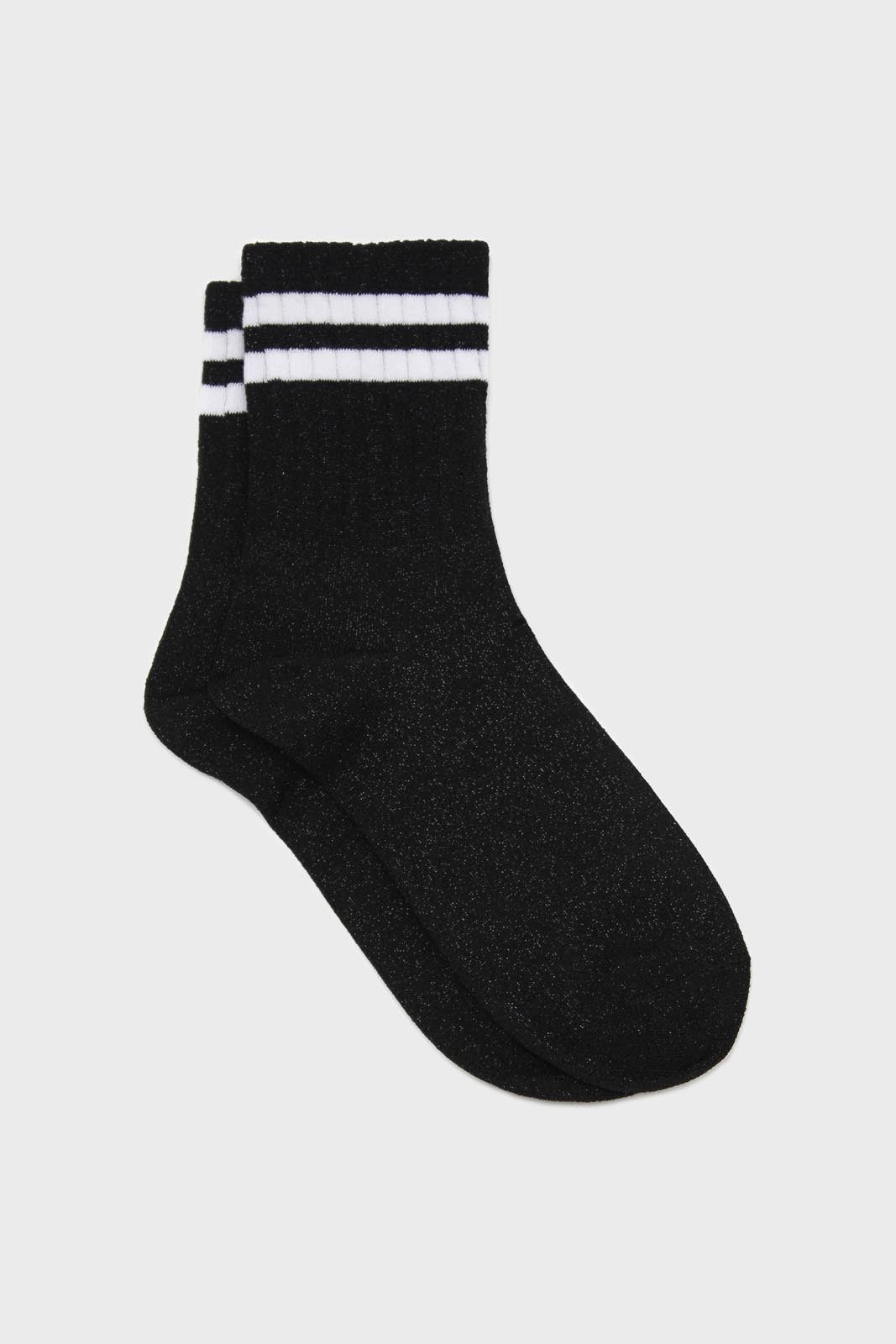 Black metallic white varsity stripe socks