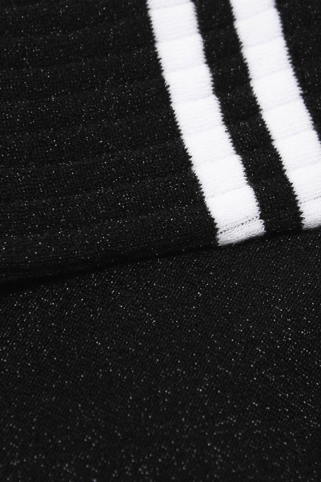 Black metallic white varsity stripe socks