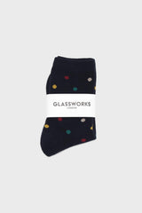 Navy rainbow polka dots socks