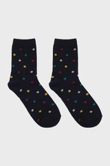 Navy rainbow polka dots socks