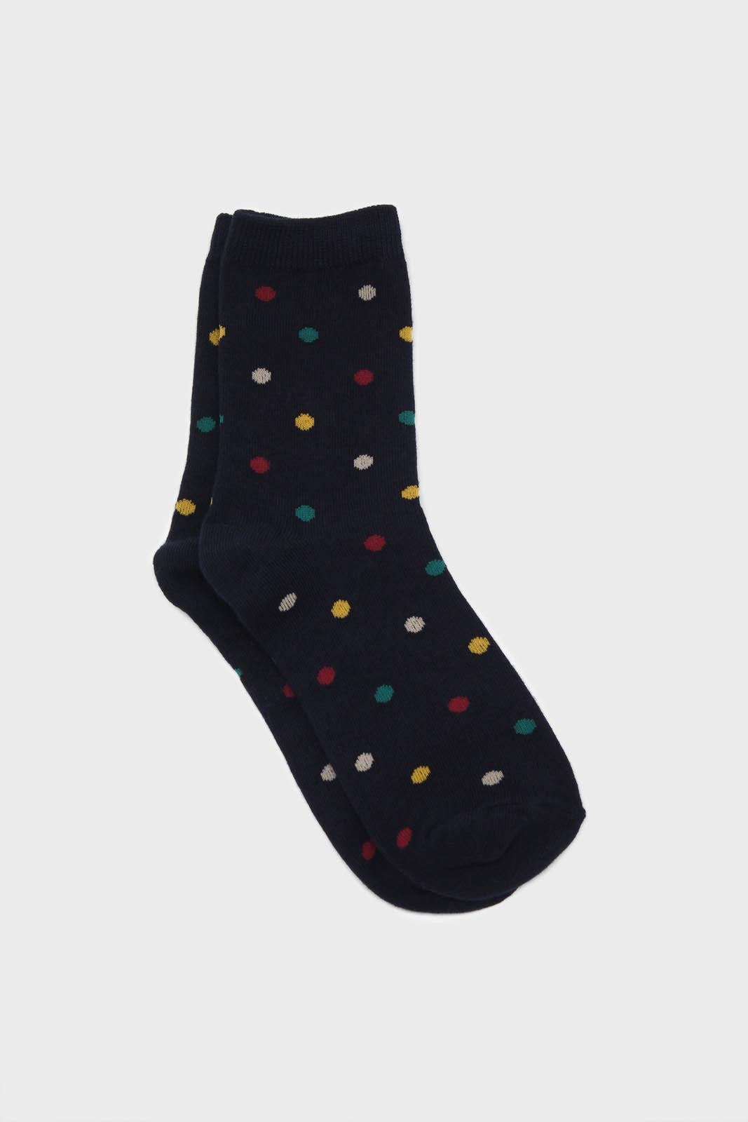 Navy rainbow polka dots socks