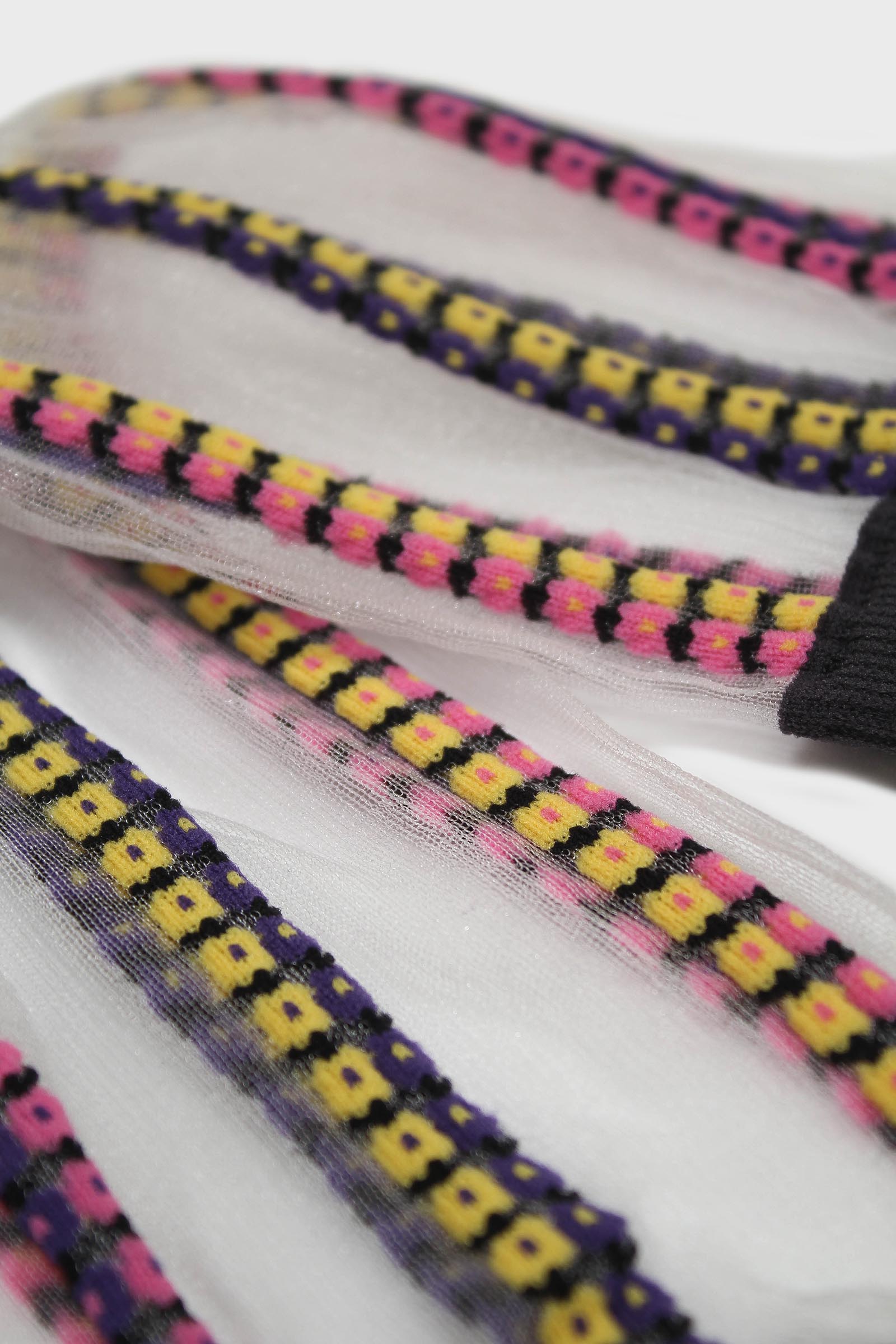 Pink and yellow floral stripe sheer socks