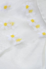White sheer daisies ankle block socks
