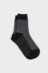 Black metallic vertical stripe socks