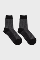 Black metallic vertical stripe socks