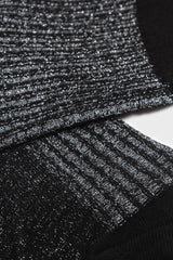 Black metallic vertical stripe socks