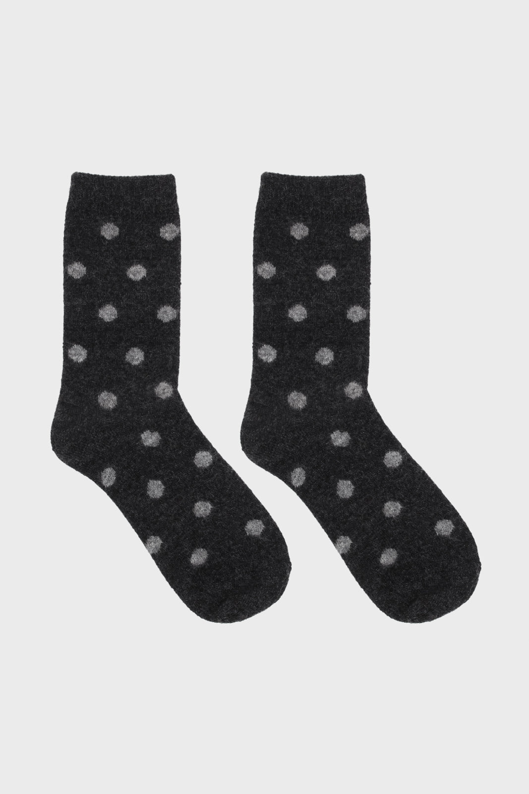 Charcoal and grey polka dots wool long socks