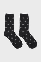 Charcoal and grey polka dots wool long socks