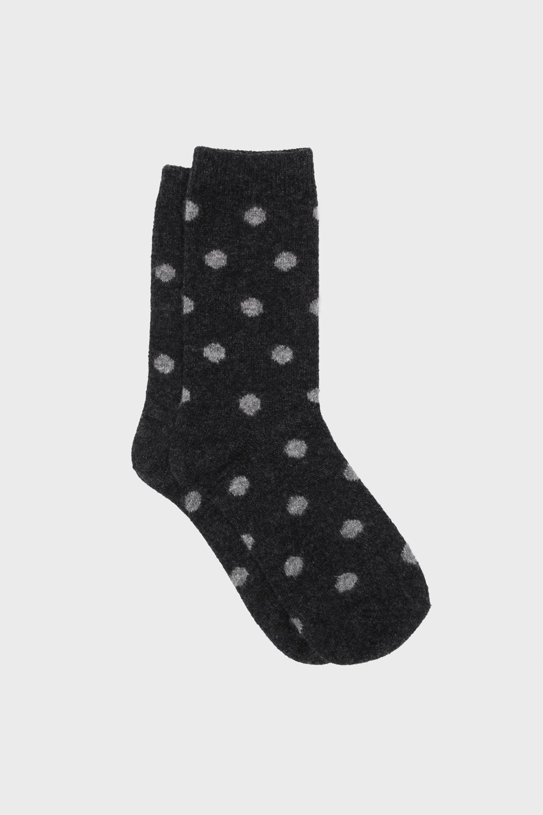 Charcoal and grey polka dots wool long socks