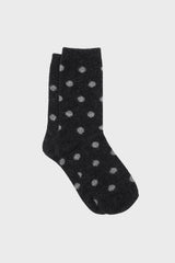 Charcoal and grey polka dots wool long socks