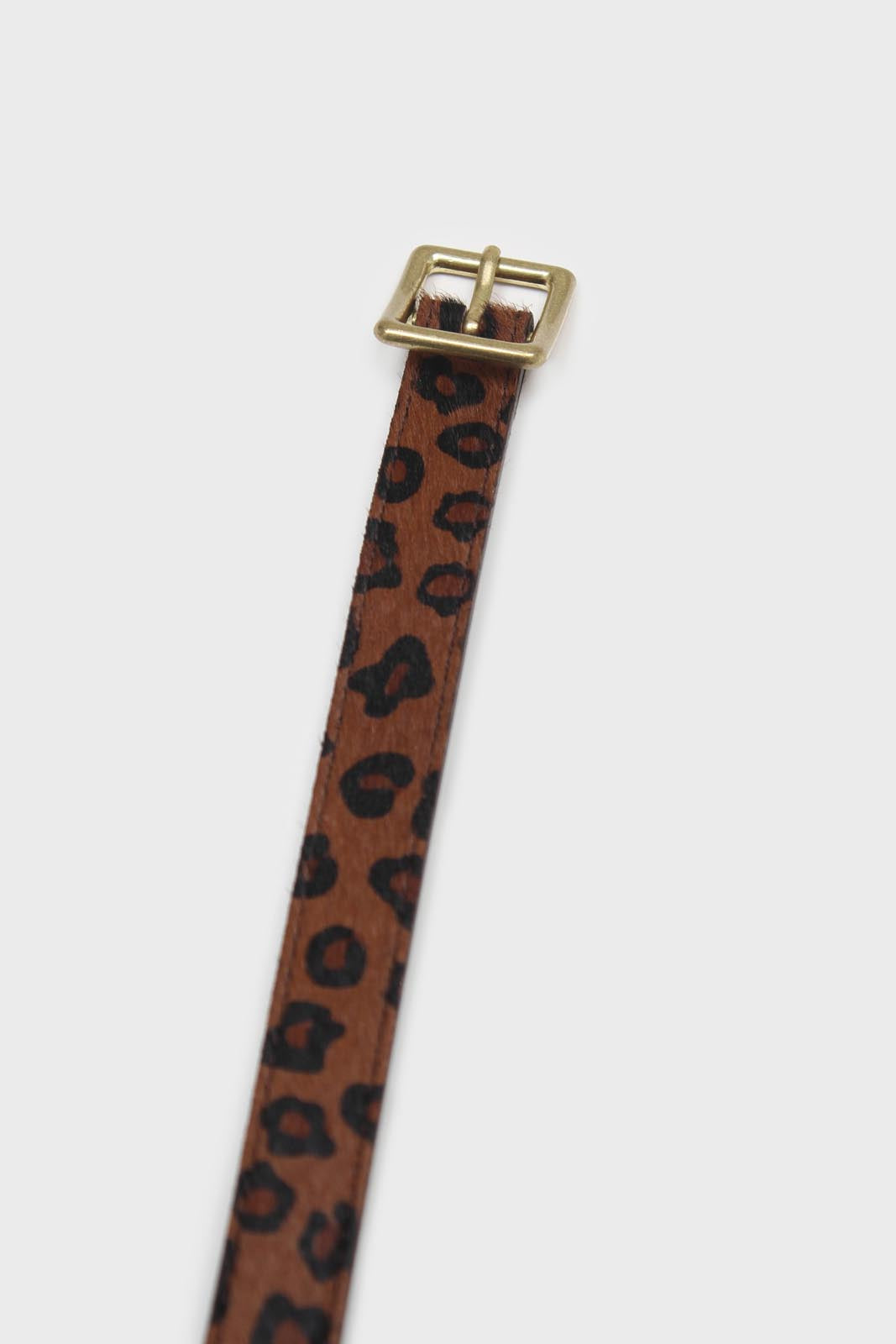 Brown leopard horsehair genuine leather thin belt