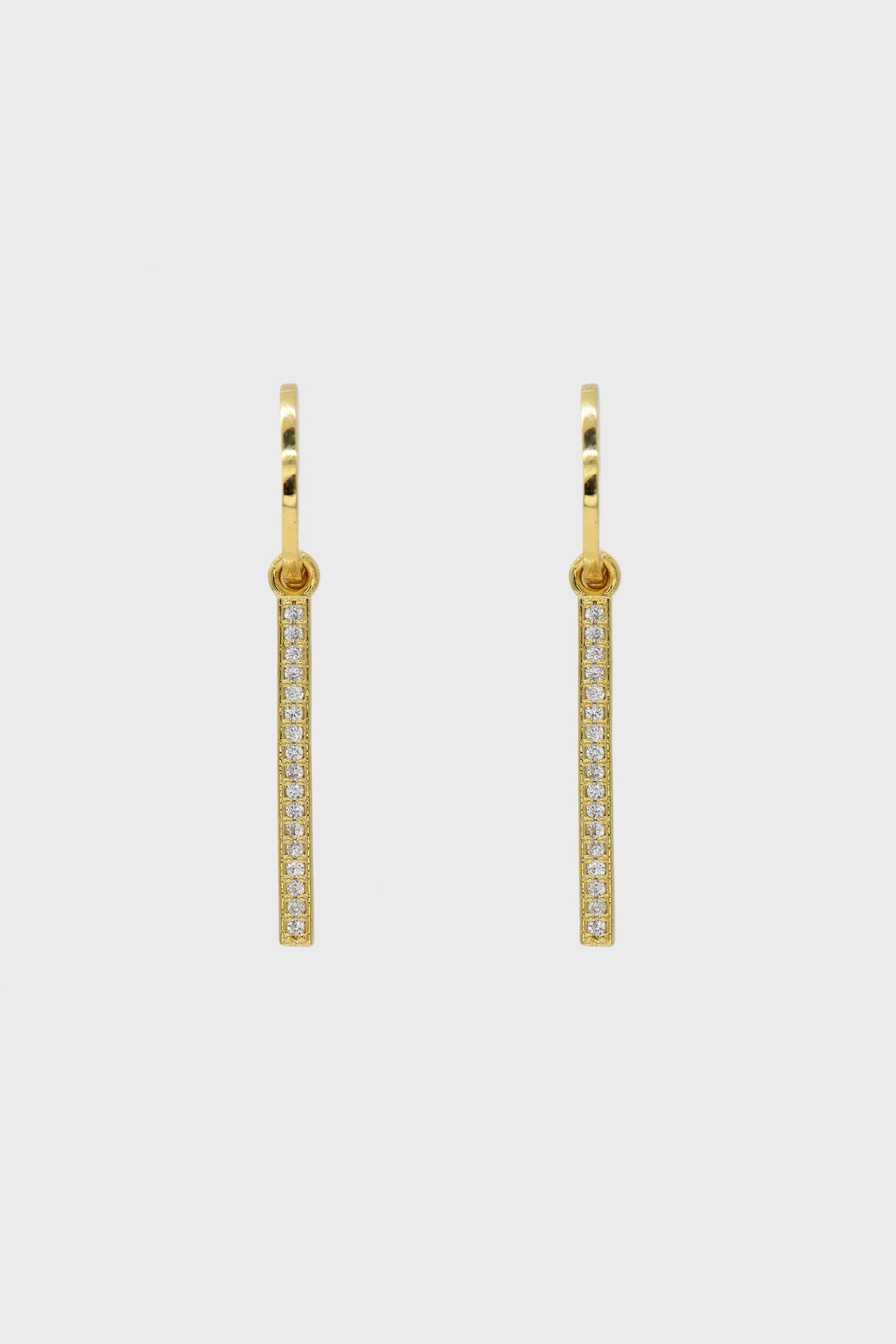 Gold dangling diamante bar hoop earrings