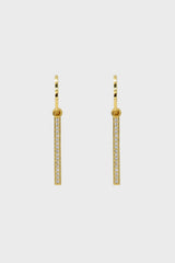 Gold dangling diamante bar hoop earrings