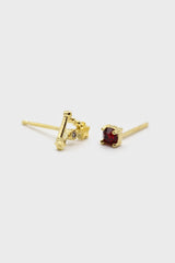 Gold birthstone zodiac earrings / Jan - Garnet wine red